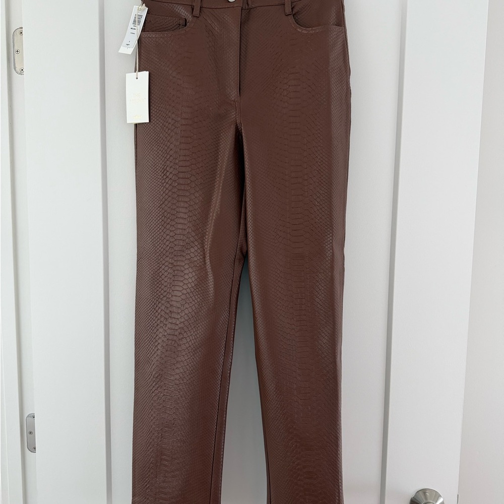 Aritzia Wilfred Women's Melina Pant Snakeskin Croc Faux Leather Straight‎ Size 6